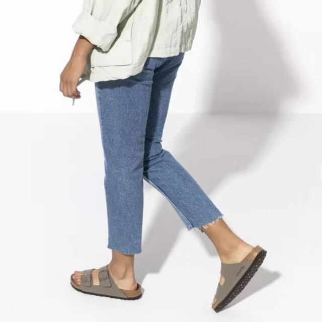 Birkenstock Arizona birko-flor nubuck stone smal voetbed unisex slipper 151213 large
