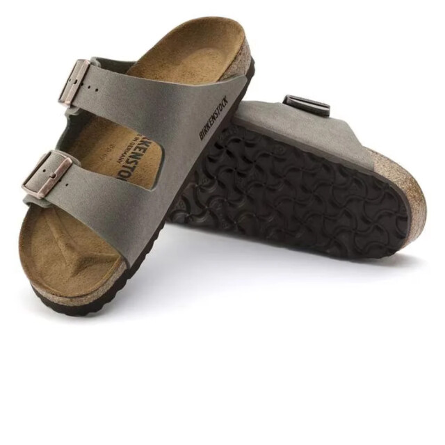 Birkenstock Arizona birko-flor nubuck stone smal voetbed unisex slipper 151213 large