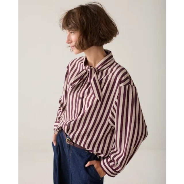 Summum 2s3523-12490 335 blouse two tone stripe dark burgundy 2s3523-12490 335 large