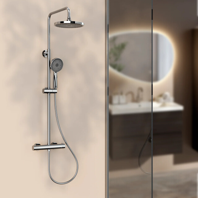 Mirlux Regendouche luno chroom met thermostaatkraan 22 cm 3667238 large
