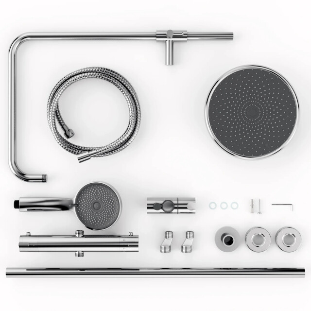 Mirlux Regendouche luno chroom met thermostaatkraan 22 cm 3667238 large
