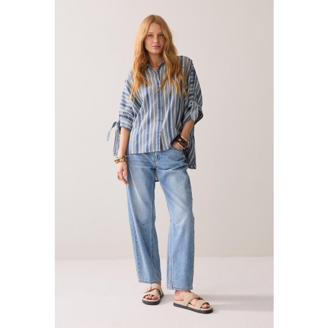 Summum 2s3480-12240 blouse stripe indigo weave 4064277033 large