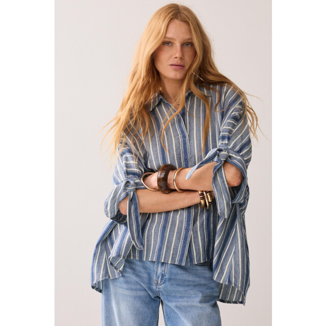 Summum 2s3480-12240 blouse stripe indigo weave 4064277033 large