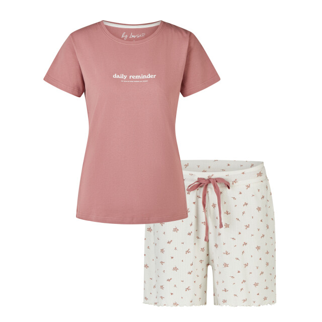By Louise Dames korte pyjama set shortama oudroze/wit gebloemd BL-6262-02 large