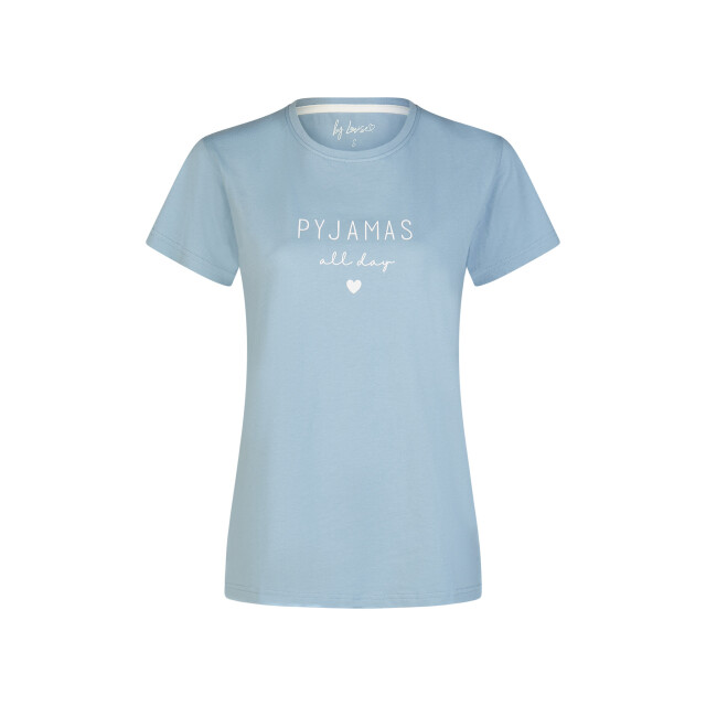 By Louise Dames shortama korte pyjama set blauw/wit gebloemd BL-6286-02 large