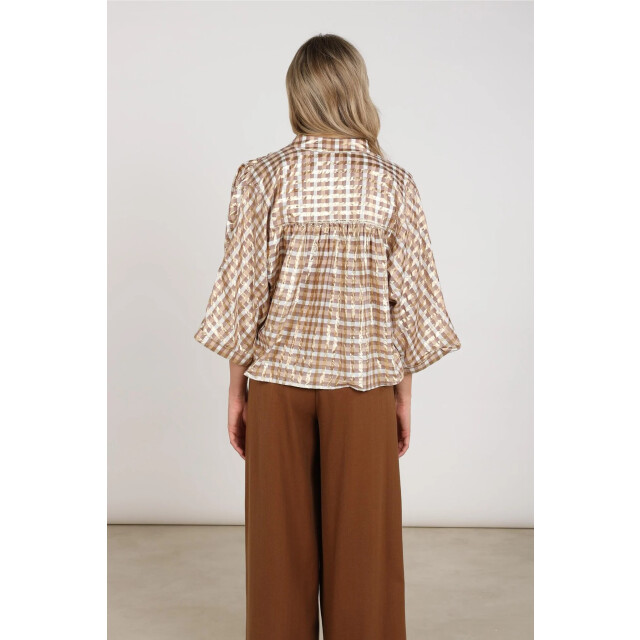Nukus Nkf02215 318 maya blouse check offwhite/toffee NKF02215 318 large