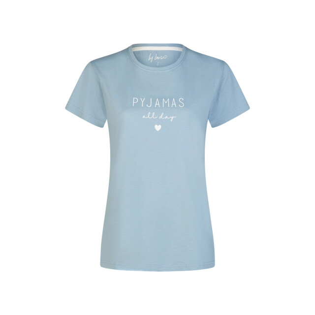 By Louise Dames shortama korte pyjama set blauw/wit gebloemd BL-6286-02 large
