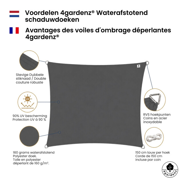 4gardenz Schaduwdoek waterafstotend rechthoek 4x6 mtr - 3686981 large