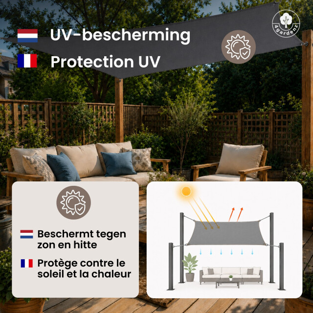 4gardenz Schaduwdoek waterafstotend vierkant 4x4 mtr - 3686973 large