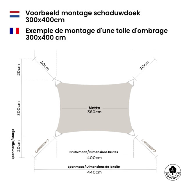 4gardenz Schaduwdoek waterafstotend rechthoek 3,5x4,5 mtr - 3686958 large