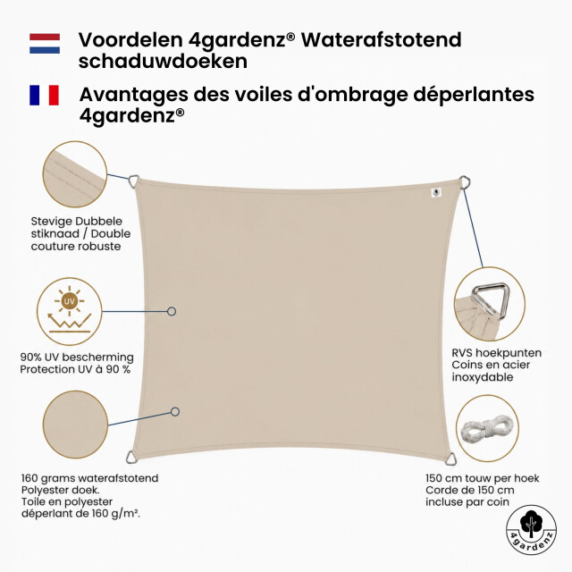 4gardenz Schaduwdoek waterafstotend rechthoek 3,5x4,5 mtr - 3686959 large