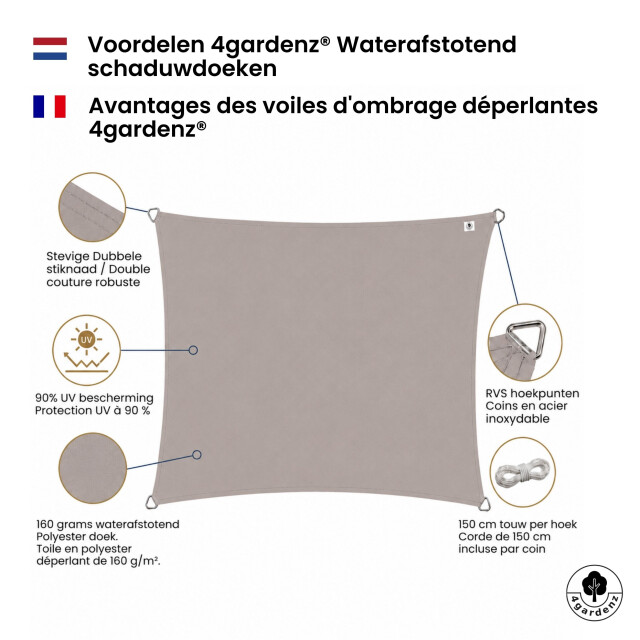 4gardenz Schaduwdoek waterafstotend rechthoek 3,5x4,5 mtr - 3686958 large