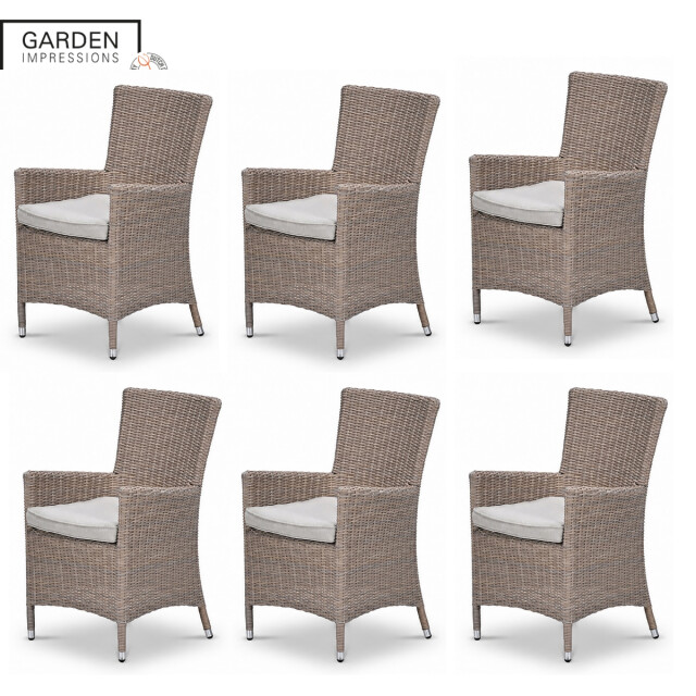 Garden Impressions Costa tuinstoelen set van 6 wicker met kussen 3684524 large
