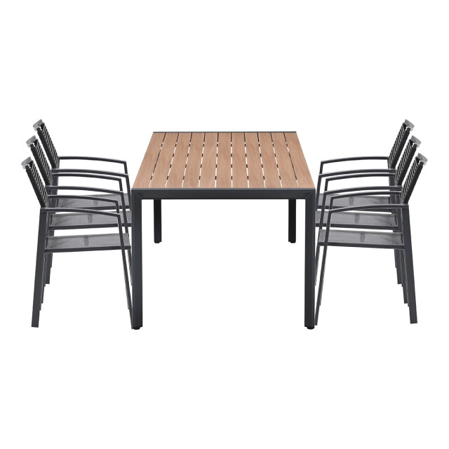 Garden Impressions Cosmo/felini tuinset 6 personen teaklook tafel 220 cm 3684512 large