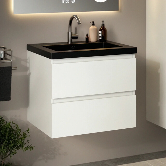 Mirlux Badkamermeubelset paris 60cm wit wastafel zwart 3689277 large