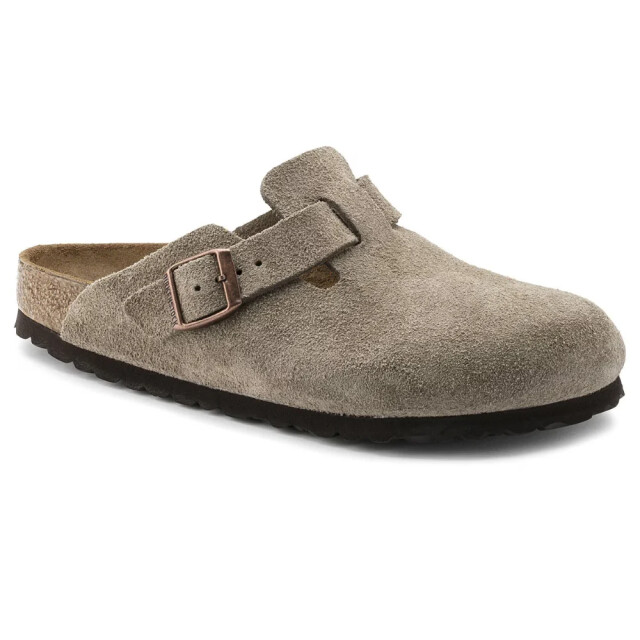 Birkenstock Boston suède taupe smal voetbed unisex instapper 60463 large