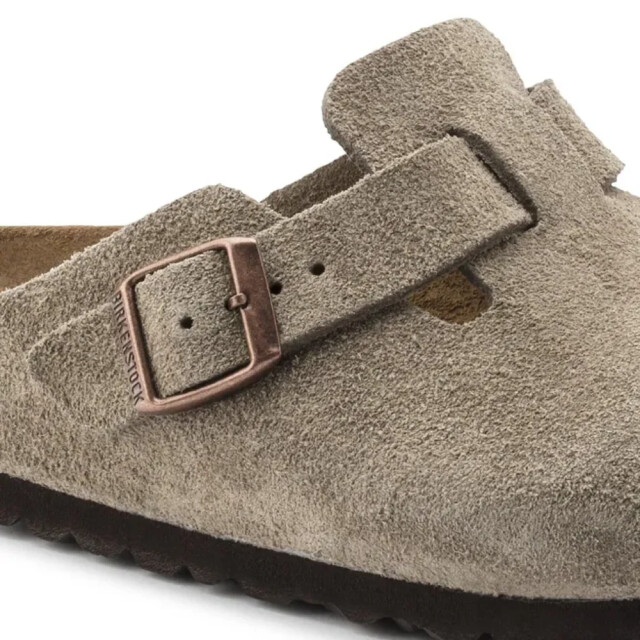 Birkenstock Boston suède taupe smal voetbed unisex instapper 60463 large