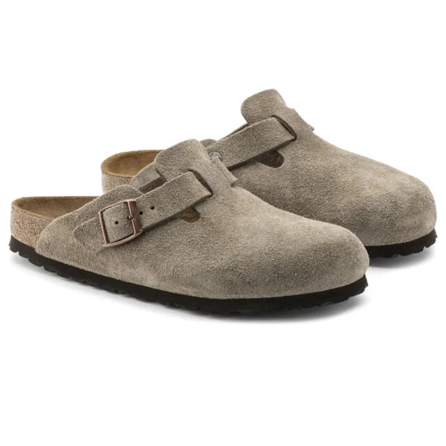 Birkenstock Boston suède taupe smal voetbed unisex instapper 60463 large