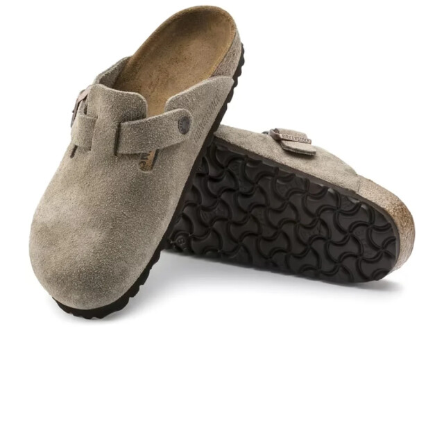 Birkenstock Boston suède taupe smal voetbed unisex instapper 60463 large
