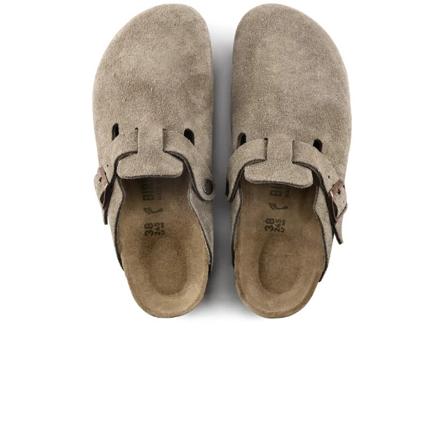 Birkenstock Boston suède taupe smal voetbed unisex instapper 60463 large