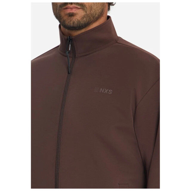 No Excess Sweater full zip su collar dark brown 33100801-042 large