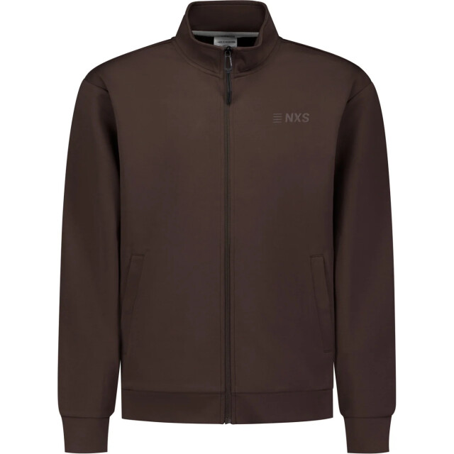 No Excess Sweater full zip su collar dark brown 33100801-042 large