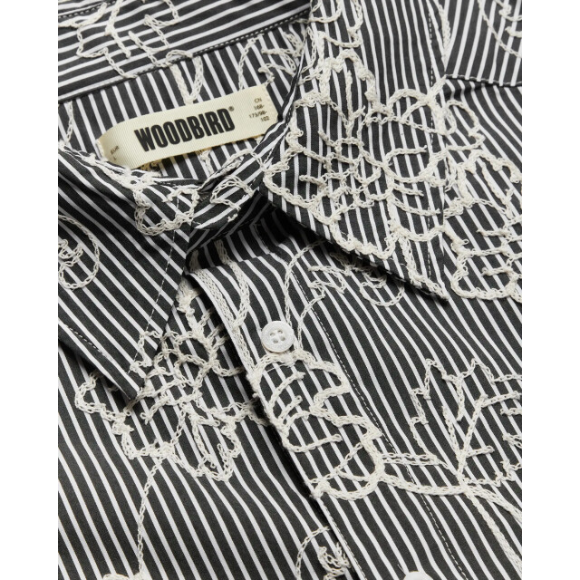 Woodbird brooks emb shirt 2636-712 black white 05631.992.0001 large