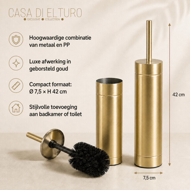Casa di Elturo Toiletborstel glam – mat – metaal – Ø7,5 x h42 cm 2036589 large