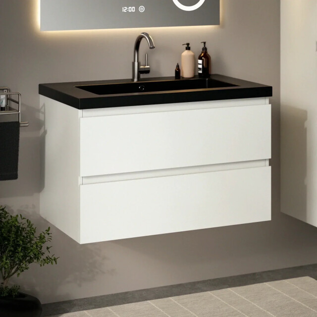 Mirlux Badkamermeubelset paris 80cm wit wastafel zwart 3581484 large