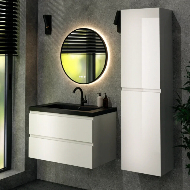 Mirlux Badkamermeubelset paris 80cm wit wastafel zwart 3581484 large