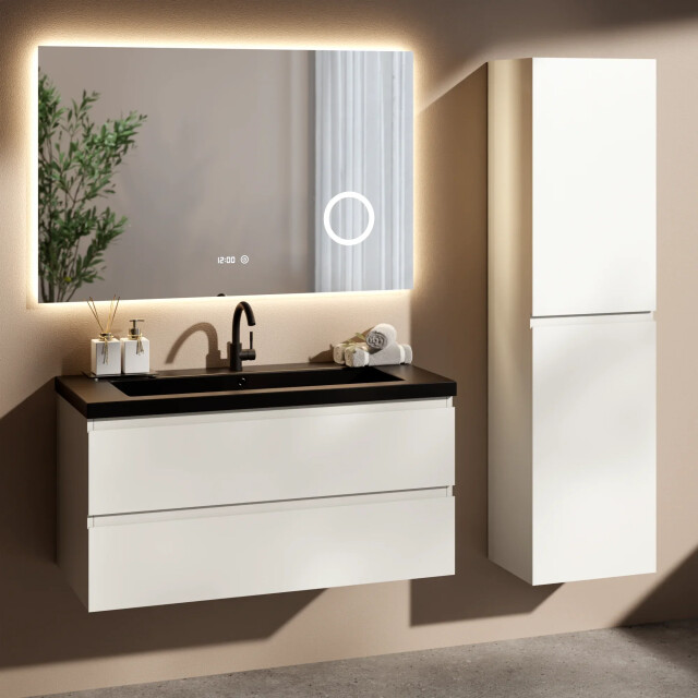 Mirlux Badkamermeubelset paris 100cm glanzend wastafel zwart 3690450 large