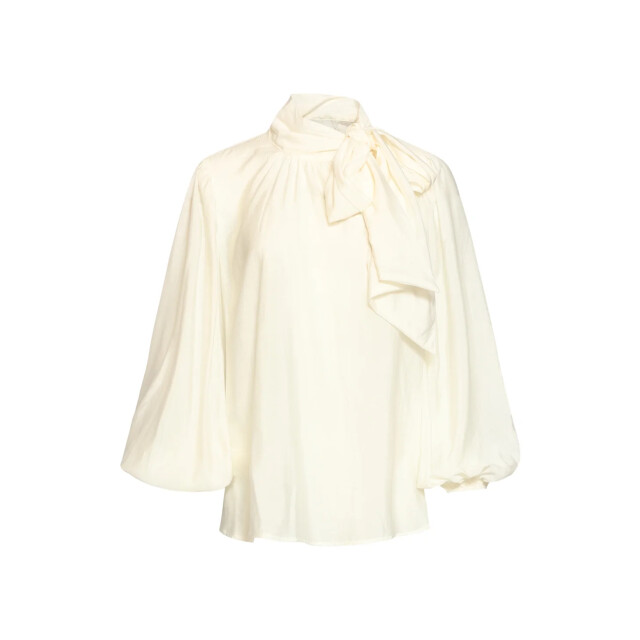 Smashed Lemon Blouse van soepelvallende stof met strikdetail | 8718679074490 large