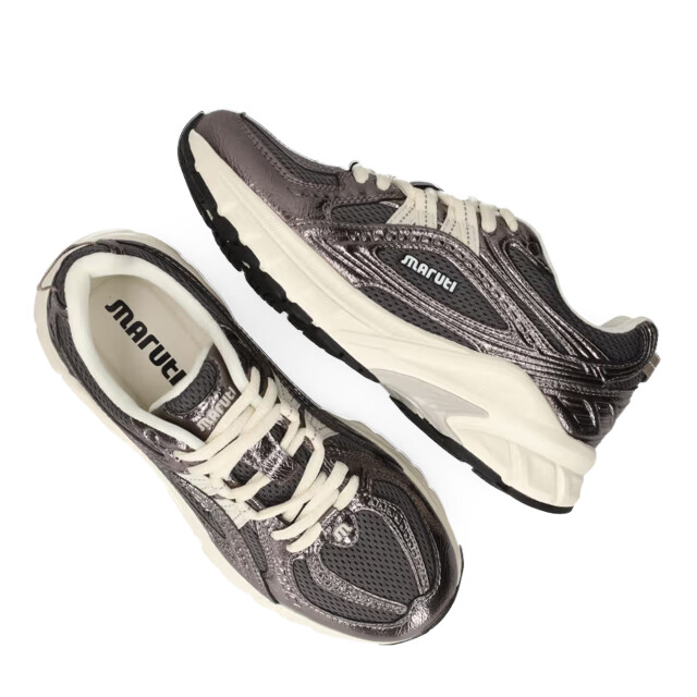 Maruti Nola leather metallic anthracite lage sneakers dames 66.1895.01-N24 large