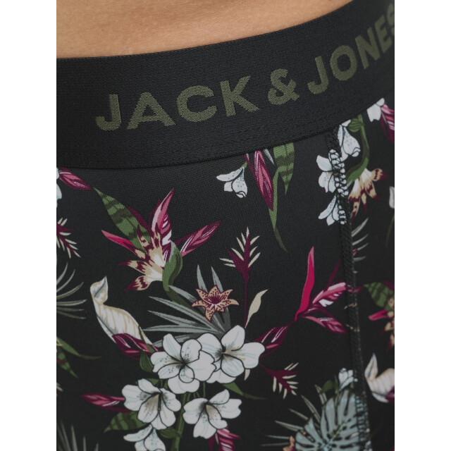 Jack & Jones Heren boxershorts trunks microfiber jacflower 3-pack gebloemd print zwart 12194284-Black large