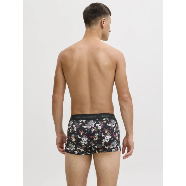 Jack & Jones Heren boxershorts trunks microfiber jacflower 3-pack gebloemd print zwart 12194284-Black large