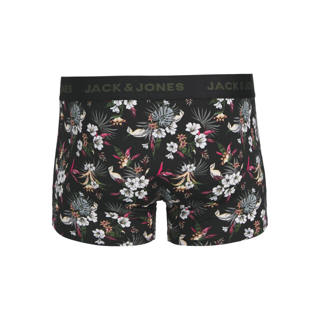Jack & Jones Heren boxershorts trunks microfiber jacflower 3-pack gebloemd print zwart 12194284-Black large