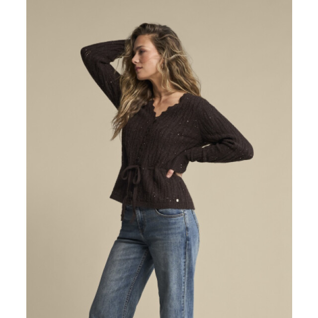 Red Button Cardigan ajour sparkle SRB5039 large