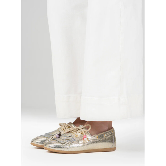 DWRS Label Dwrs latty fringes crackled champagne mocassins dames B11975-06 7208 large