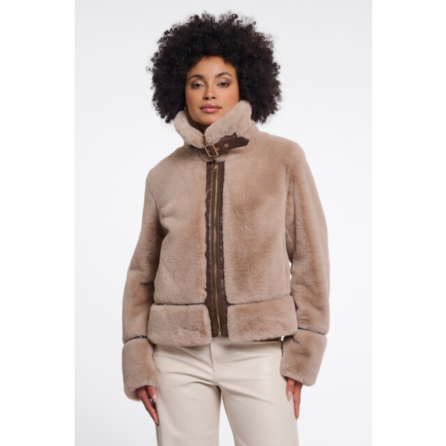 Rino & Pelle short faux fur jacket lambra 999021 oat 06111.820.0146 large