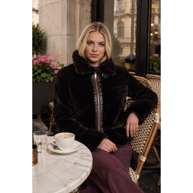 Rino & Pelle short faux fur jacket lambra 11104 peated 06111.840.0160 large
