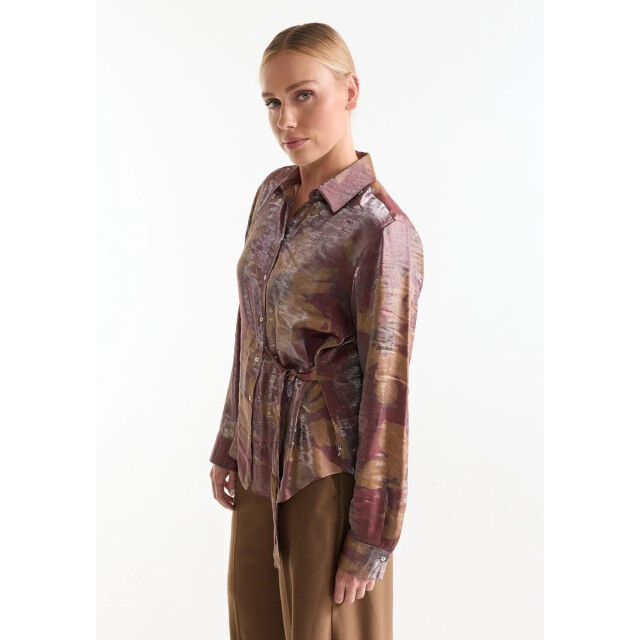 Jansen Amsterdam Lotte blouse stone red/camel W26-000327 large
