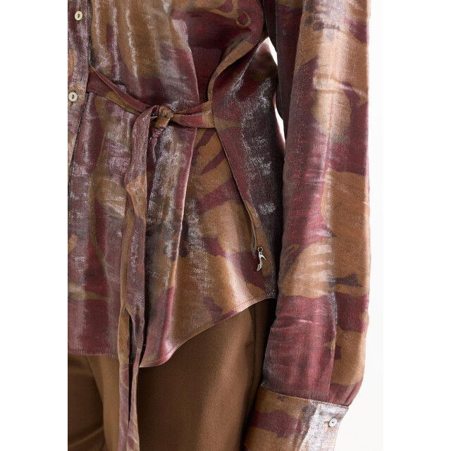 Jansen Amsterdam Lotte blouse stone red/camel W26-000327 large