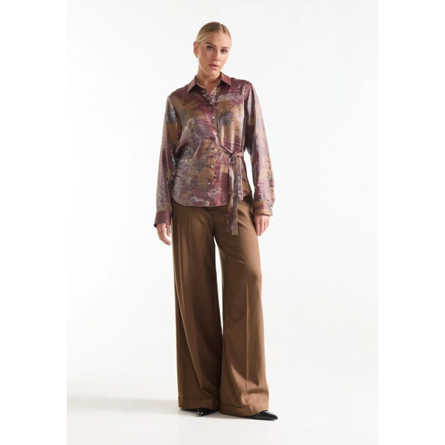 Jansen Amsterdam Lotte blouse stone red/camel W26-000327 large