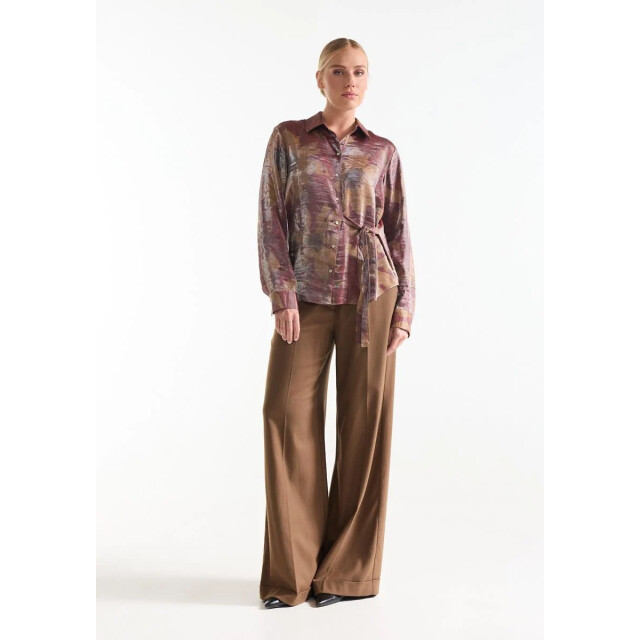 Jansen Amsterdam Lotte blouse stone red/camel W26-000327 large