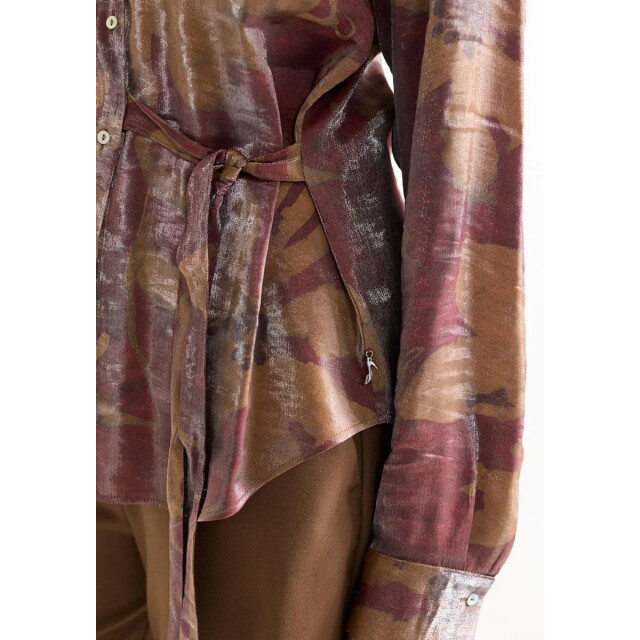 Jansen Amsterdam Lotte blouse stone red/camel W26-000327 large