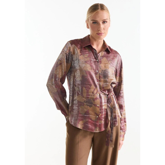 Jansen Amsterdam Lotte blouse stone red/camel W26-000327 large