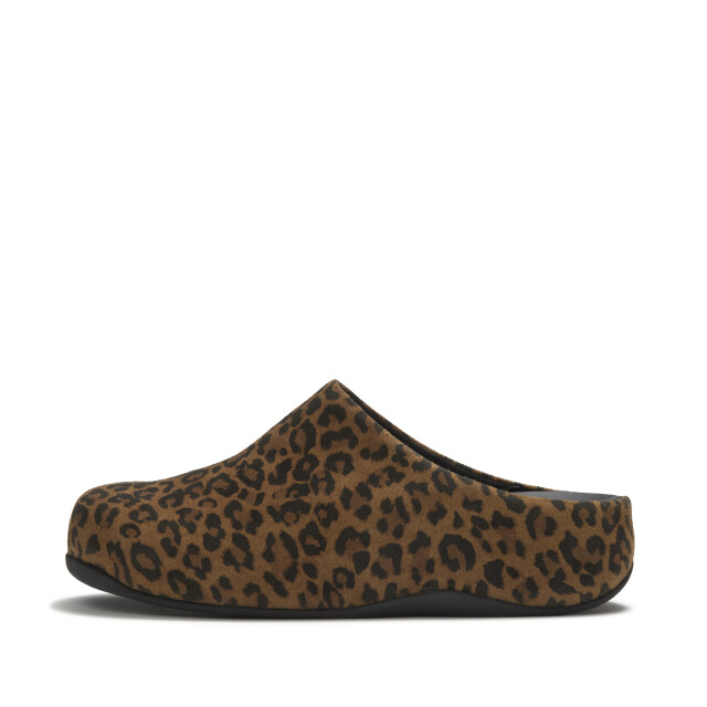 FitFlop Shuv suede leopard mules ADU large