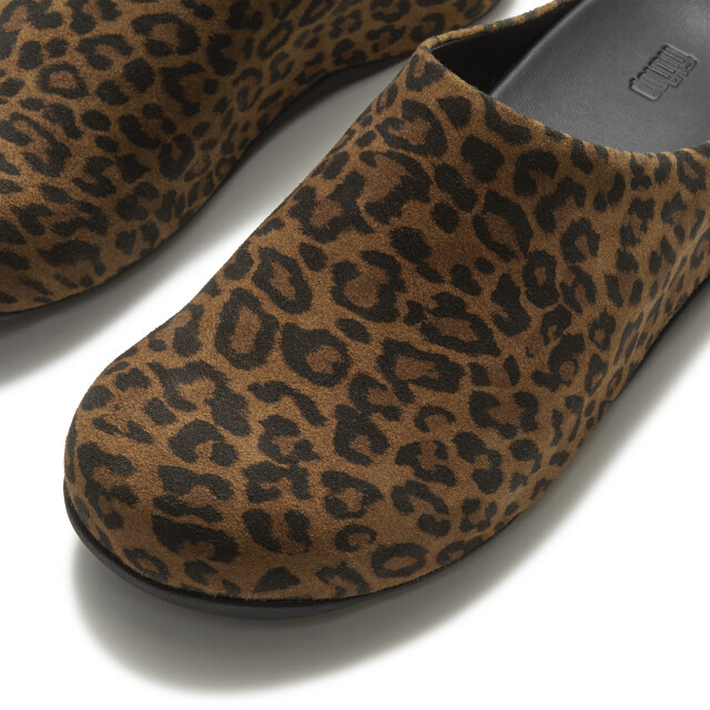 FitFlop Shuv suede leopard mules ADU large