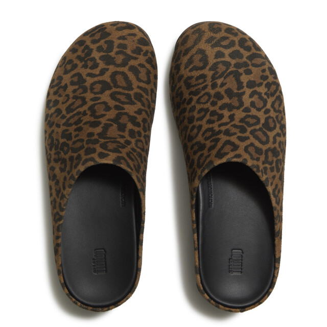 FitFlop Shuv suede leopard mules ADU large