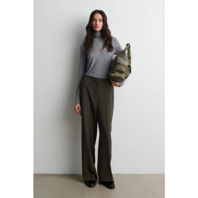 Second Female 58928 fique classic trousers 8004 black olive 06541.840.0236 large